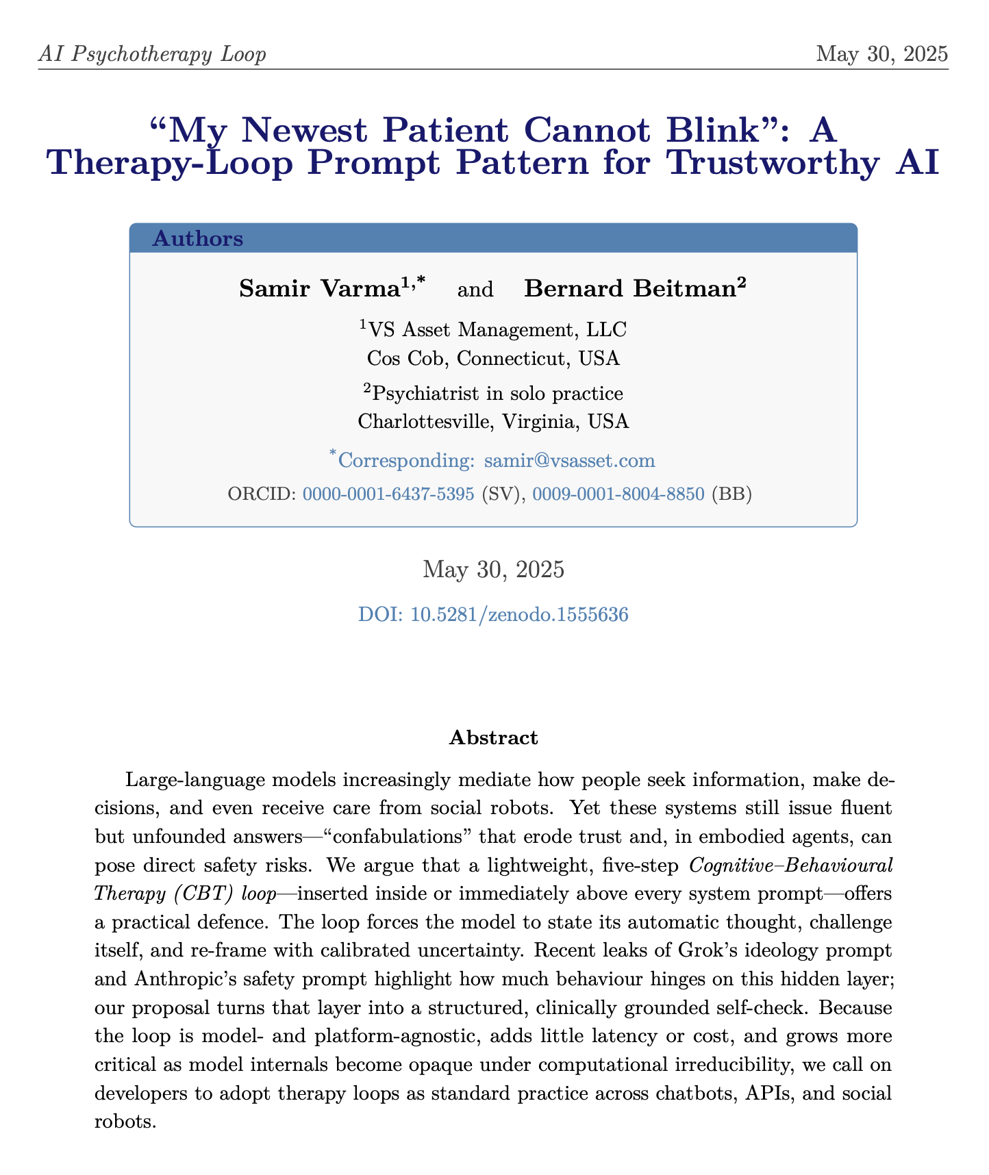 MyPatientCannotBlink A therapy loop pattern for trustworthy AI